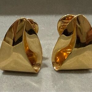 Vintage Signed Monet Gold-Tone Clip-On Earrings
